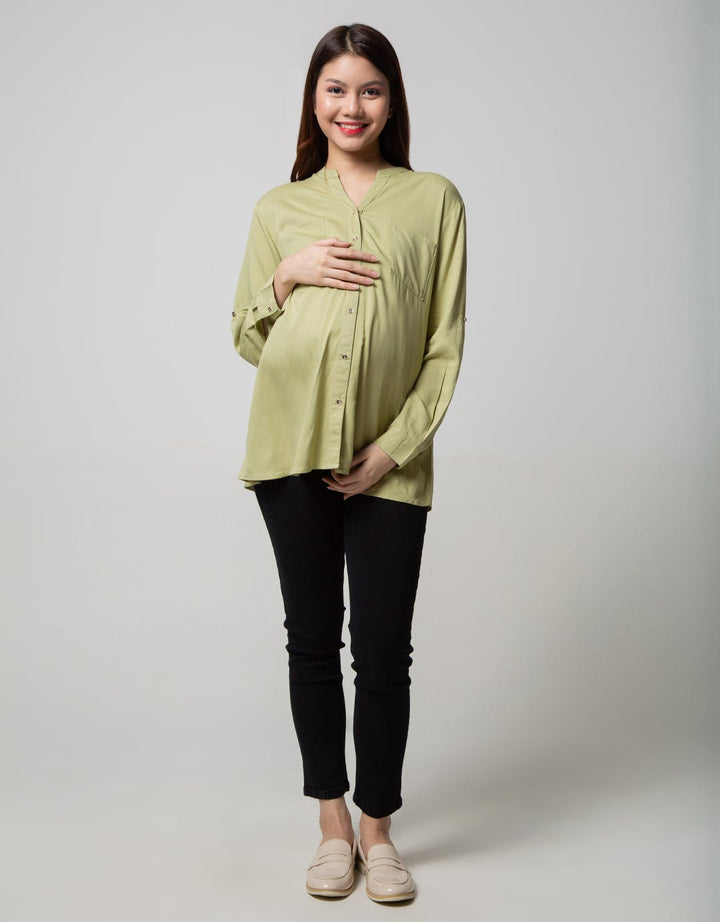 St. Yves Mom Long Sleeve Blouse Rayon V-neck