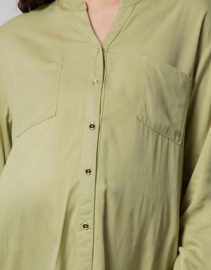 St. Yves Mom Long Sleeve Blouse Rayon V-neck