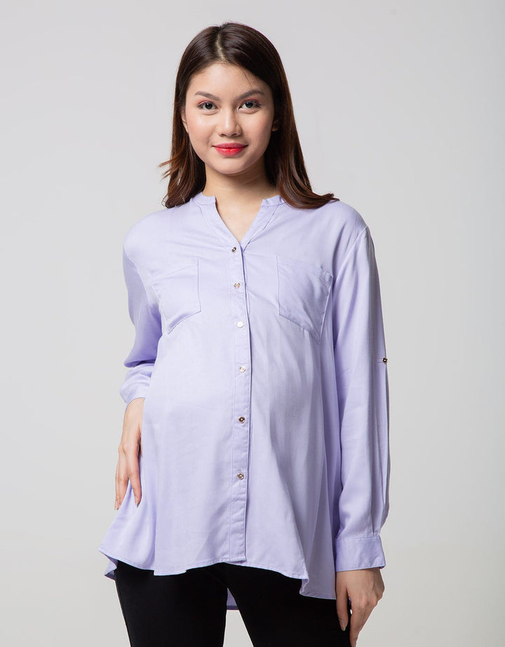 St. Yves Mom Long Sleeve Blouse Rayon V-neck