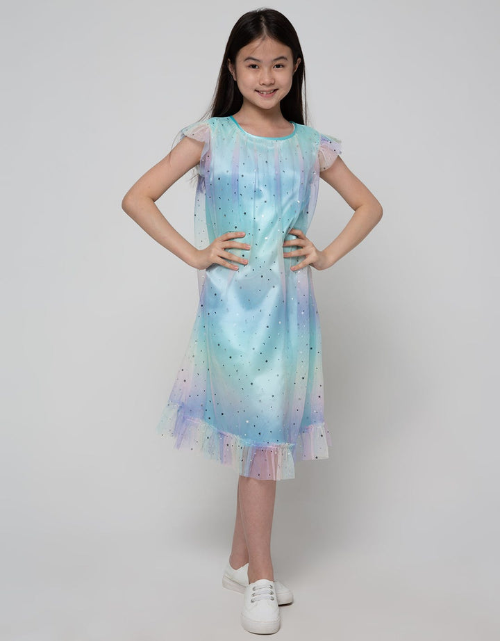 Kidz Too Short Sleeve Midi Dress Tile Rainbow