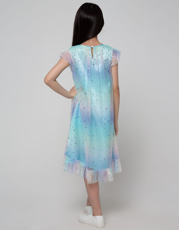 Kidz Too Short Sleeve Midi Dress Tile Rainbow