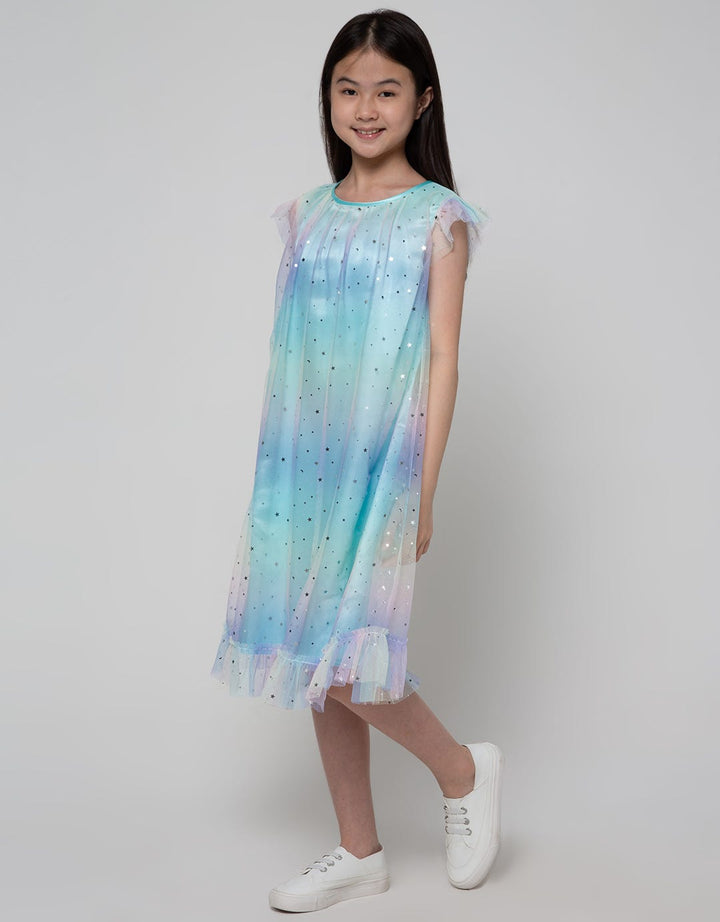 Kidz Too Short Sleeve Midi Dress Tile Rainbow