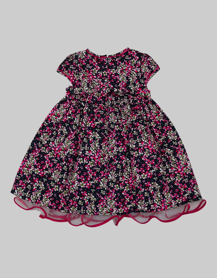 Kidz Too Short Sleeve Midi Dress Ribbon With Tile Bottom