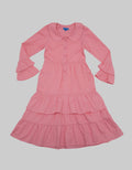 Kidz Too Long Sleeve Maxi Dress Modest Body Tangan Kerut Bawah Susun