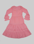 Kidz Too Long Sleeve Maxi Dress Modest Body Tangan Kerut Bawah Susun