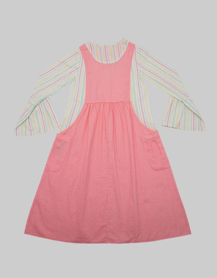 Kidz Too Long Sleeve Maxi Dress Modest Doby Stripes Fake