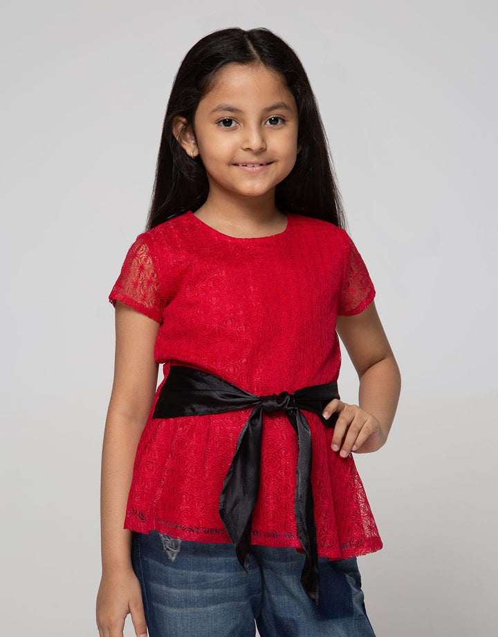 Exit Girls Ailza Brokat Blouse With Black Ribbon