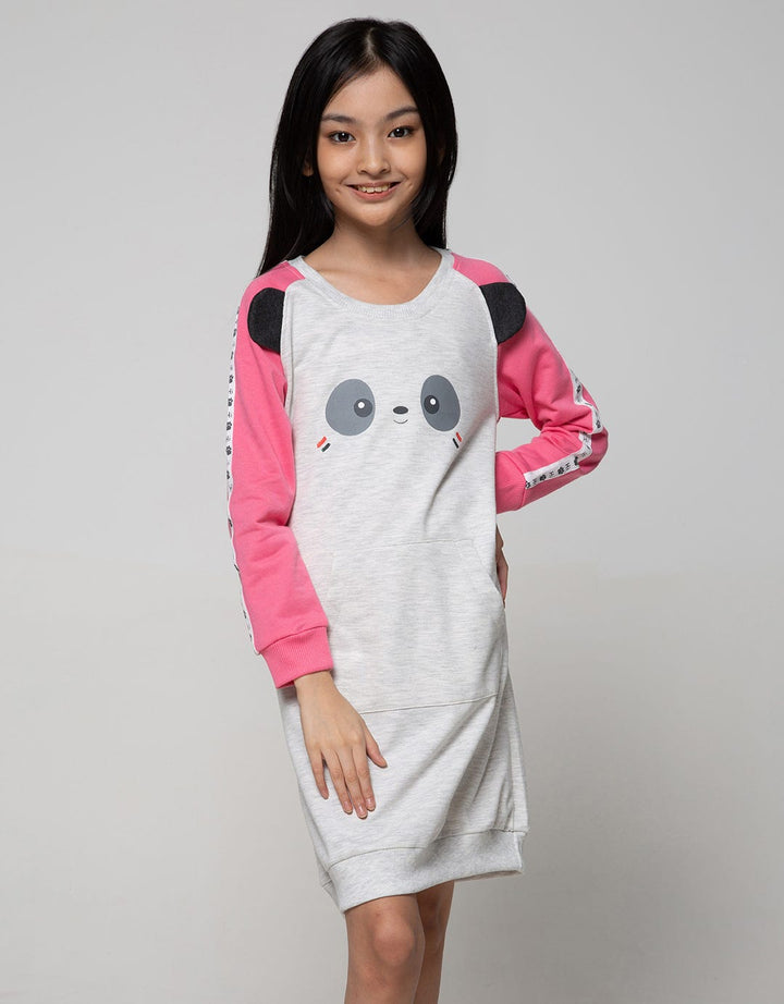 Aero Long Sleeve Midi Dress Panda Cute Simple