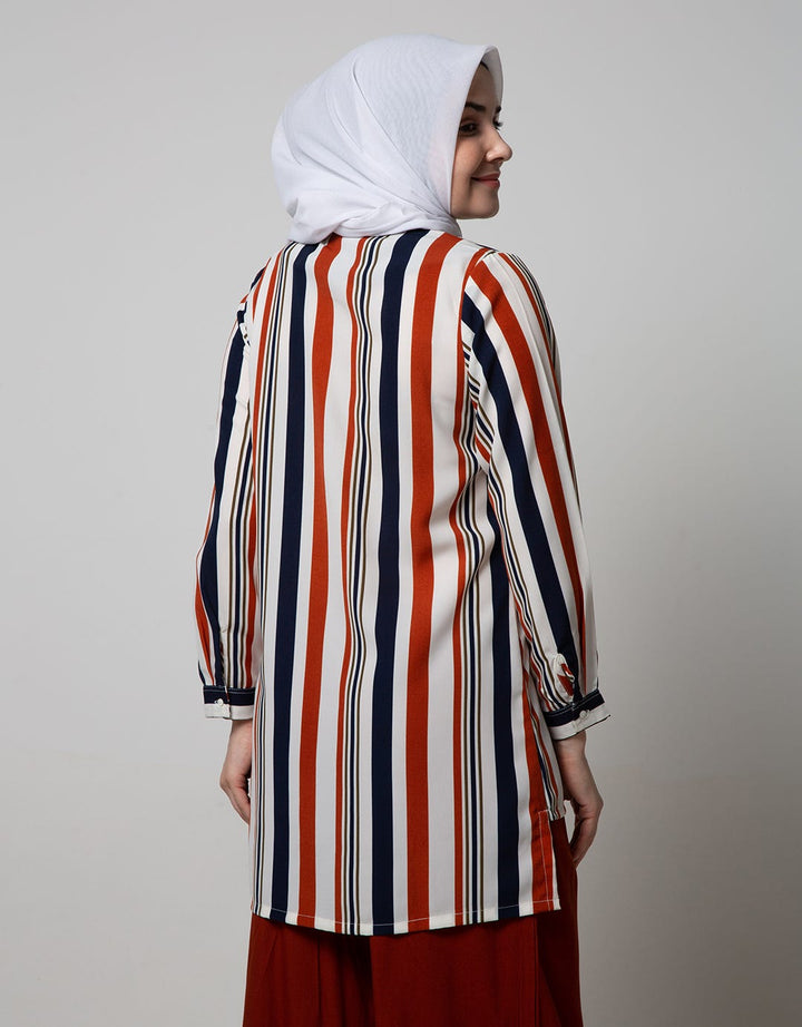 Annisa Long Sleeve Shirt Band Collar High Low Hem