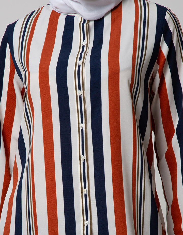 Annisa Long Sleeve Shirt Band Collar High Low Hem