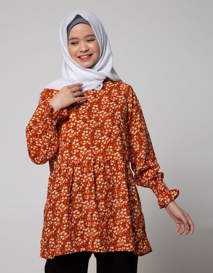 Annisa Long Sleeve Tunic Printed With Smoke Sleeve