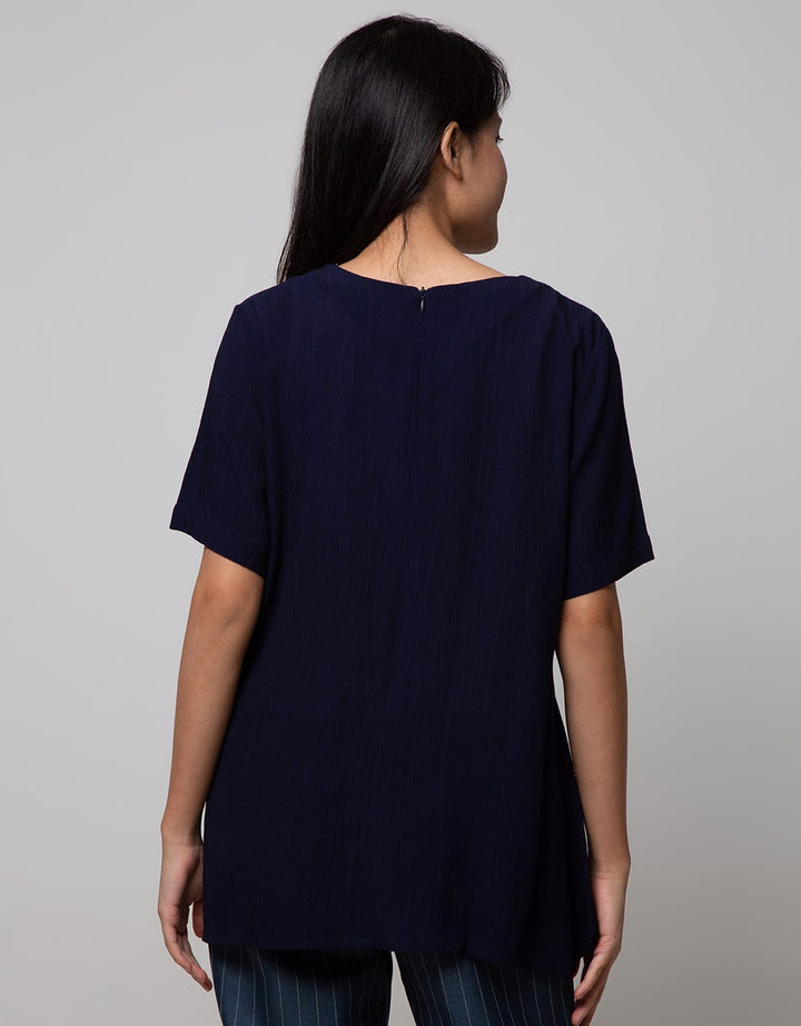 St. Yves Short Sleeve Blouse Rayon Krinkle Knot