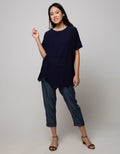 St. Yves Short Sleeve Blouse Rayon Krinkle Knot