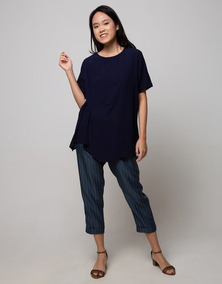 St. Yves Short Sleeve Blouse Rayon Krinkle Knot