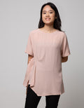 St. Yves Short Sleeve Blouse Rayon Krinkle Knot
