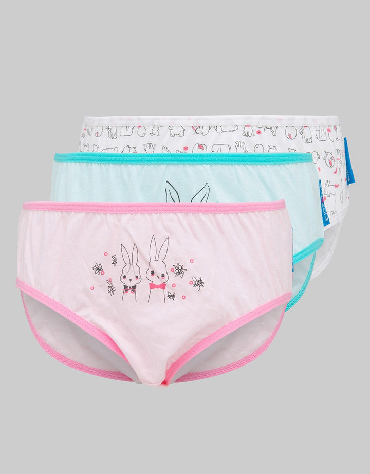 Kidz Too Brief Pack 3 Underwear Girls Bunny Flower