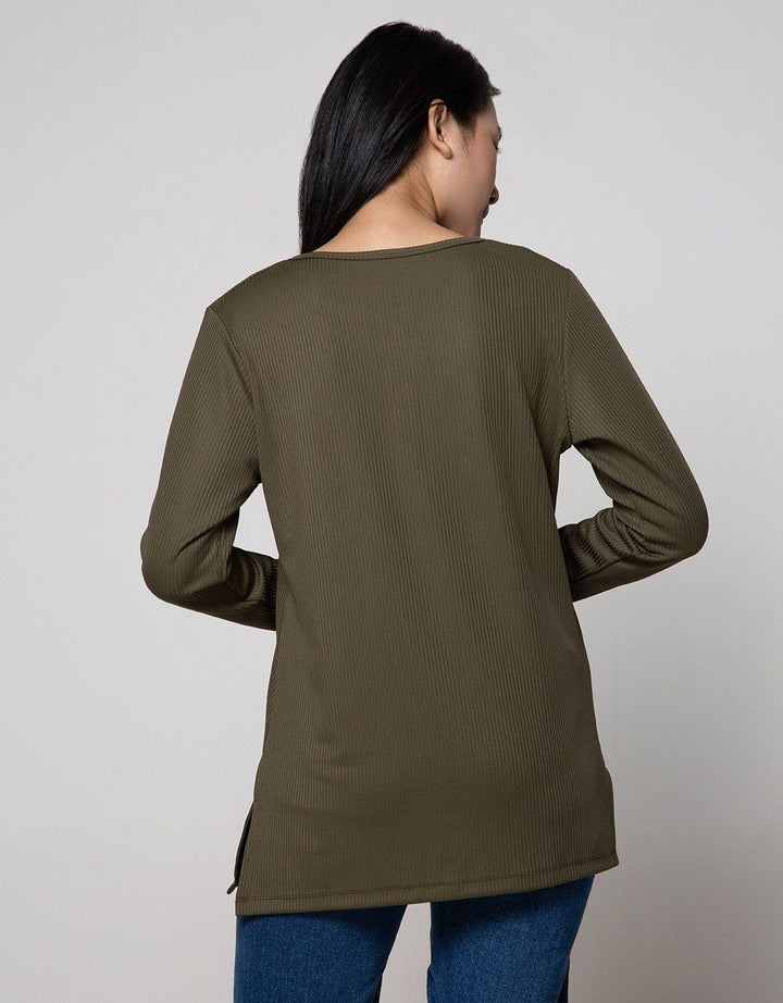Connexion Long Sleeve T-Shirt Knit Vertical Poly