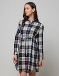 Connexion Long Dress Midi Dress Shirt Check