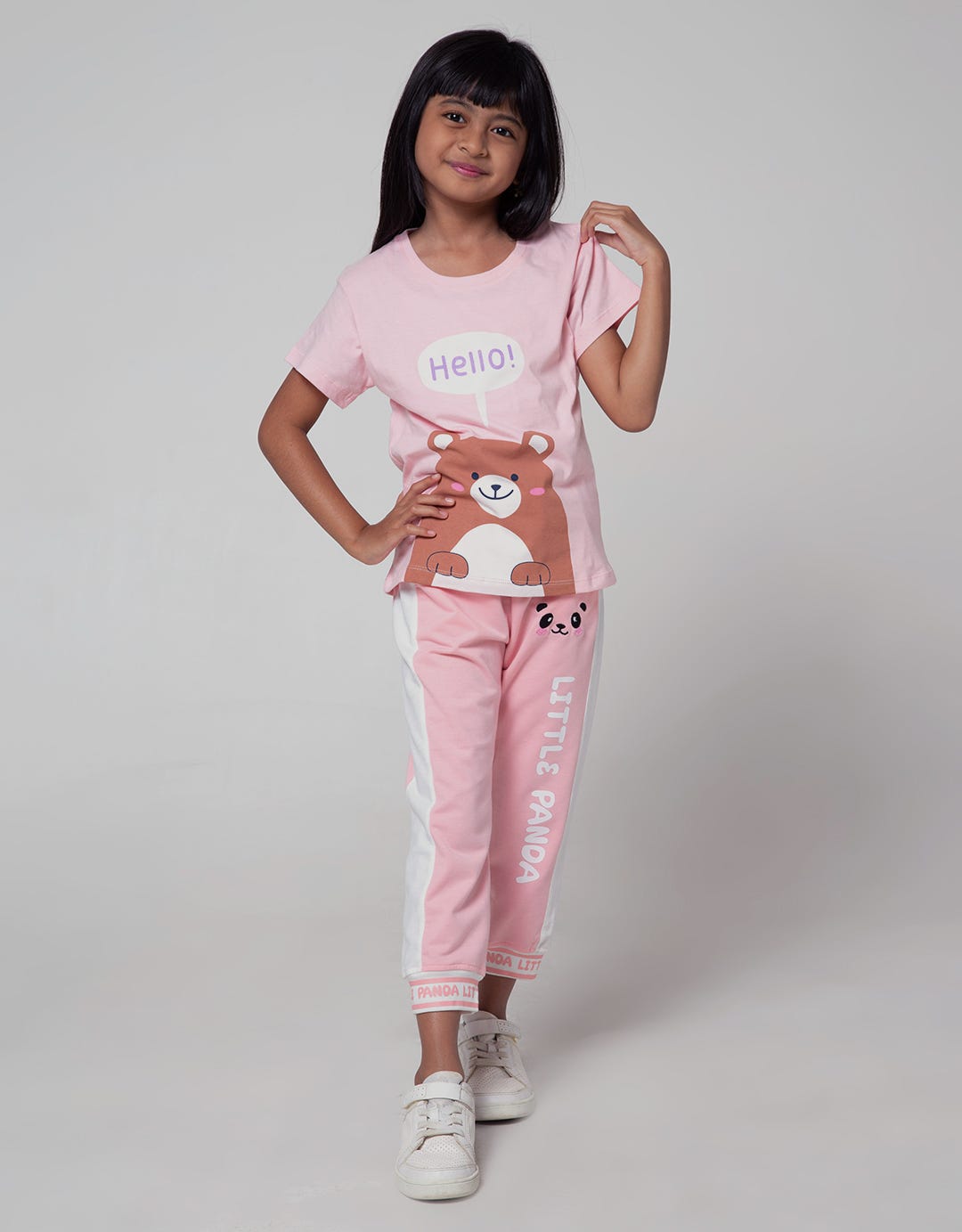 Little M Short Sleeve T-Shirt Animal Head Hello Bear