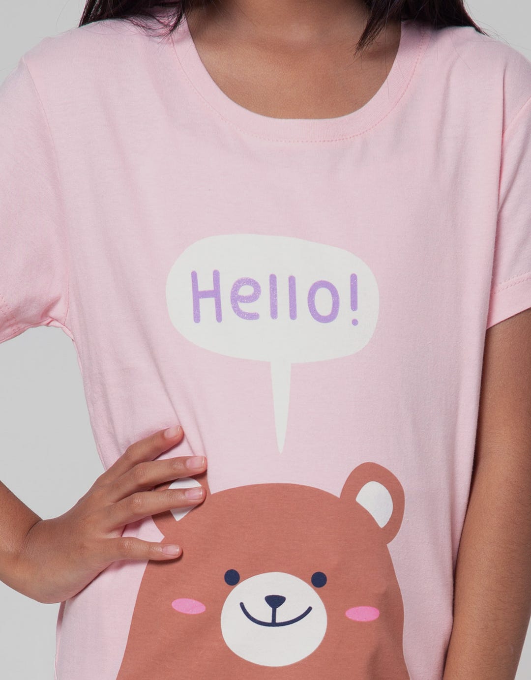 Little M Short Sleeve T-Shirt Animal Head Hello Bear
