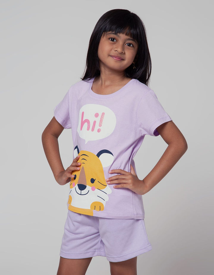 Little M Short Sleeve T-Shirt Basic Animal Head Tiger