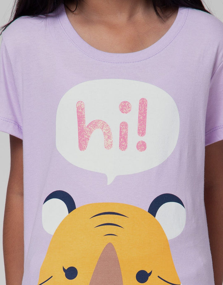 Little M Short Sleeve T-Shirt Basic Animal Head Tiger