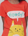 Little M Short Sleeve T-Shirt Basic Animal Head Howdy Cat
