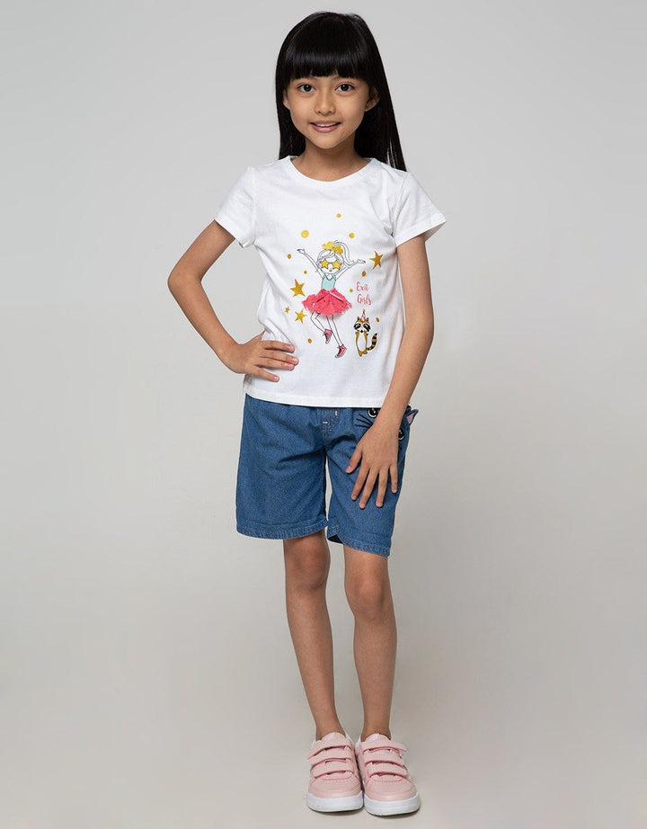 Little M Denim Short Pants 3D Ears Cat Pocket