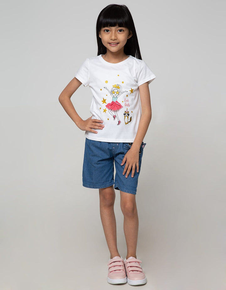 Little M Denim Short Pants 3D Ears Cat Pocket