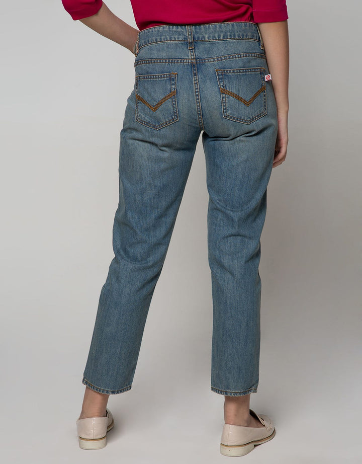 Exit Distressed Rolled Up Crop Denim