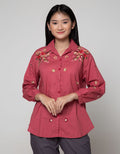 Exit Plain Blouse With Embroidered