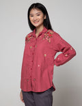 Exit Plain Blouse With Embroidered