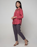 Exit Plain Blouse With Embroidered
