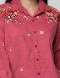 Exit Plain Blouse With Embroidered