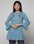 Exit Plaid Blouse With Floral Patch