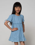 Little M Short Sleeve Midi Dress Denim 3 Tiers