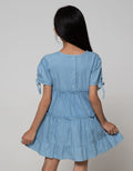 Little M Short Sleeve Midi Dress Denim 3 Tiers
