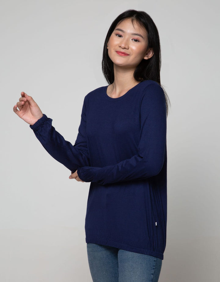 Expand Round Collar Shirt With Elatic Bands