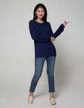 Expand Round Collar Shirt With Elatic Bands