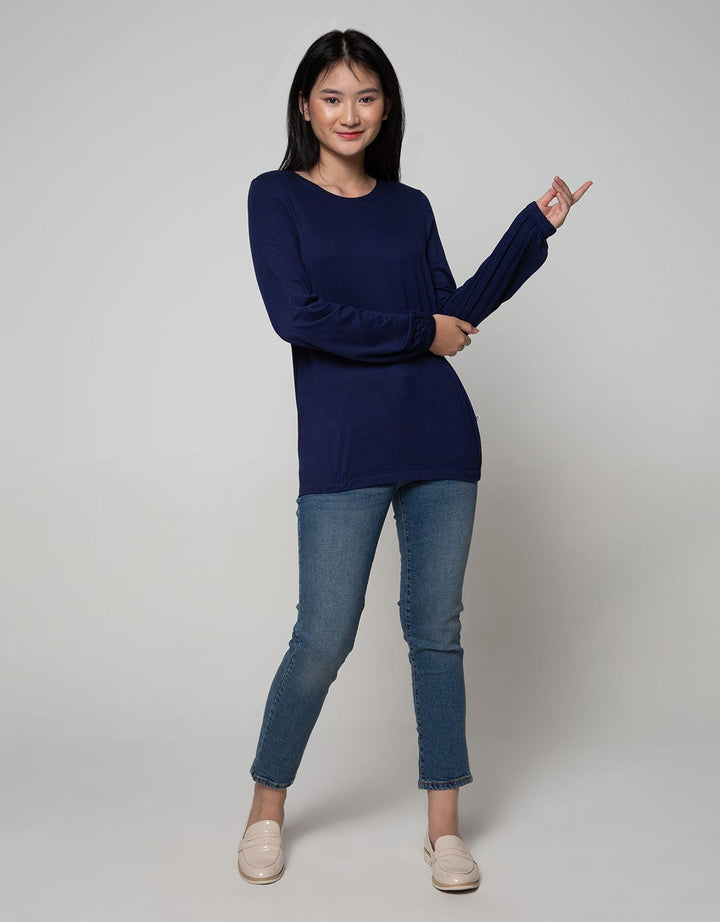 Expand Round Collar Shirt With Elatic Bands