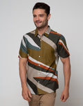 Details Short Sleeve Shirt Rayon Print Abstrak