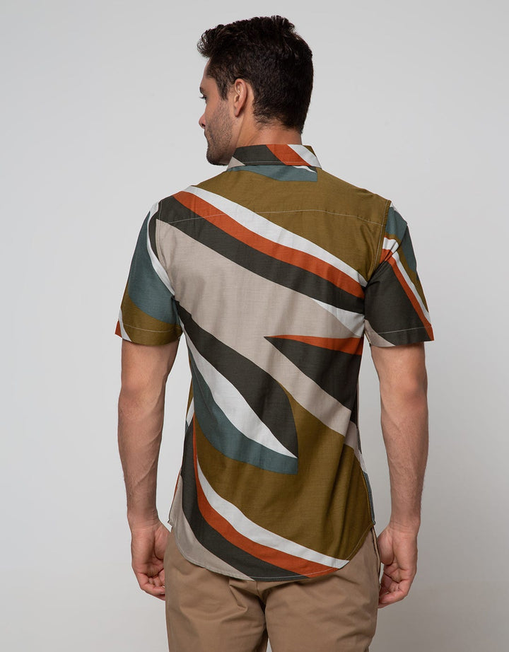 Details Short Sleeve Shirt Rayon Print Abstrak