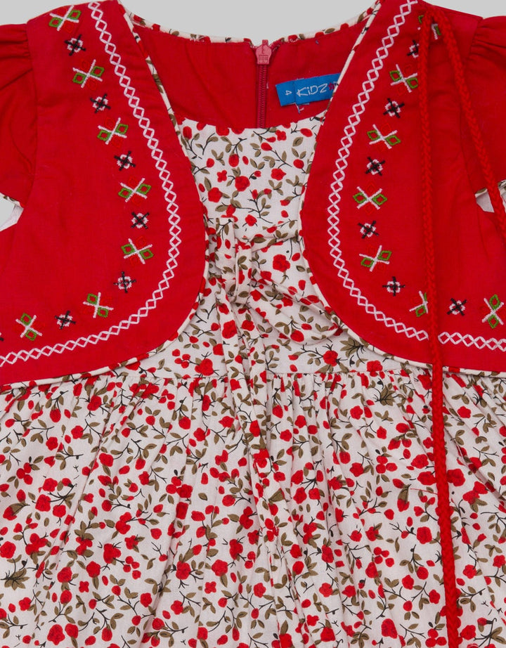 Kidz Too Short Sleeve Midi Dress Vest Embroidery Bag