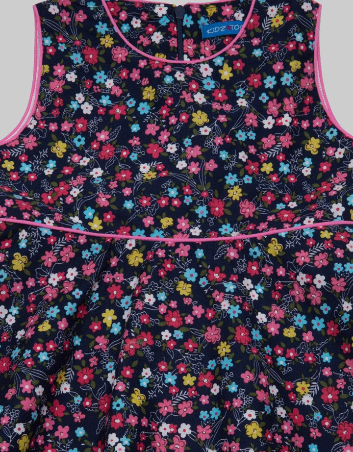 Kidz Too Short Sleeve Midi Dress Flower Piping