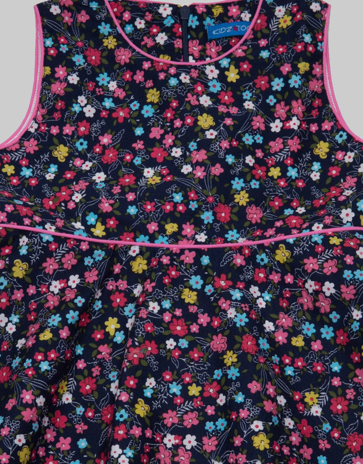 Kidz Too Short Sleeve Midi Dress Flower Piping