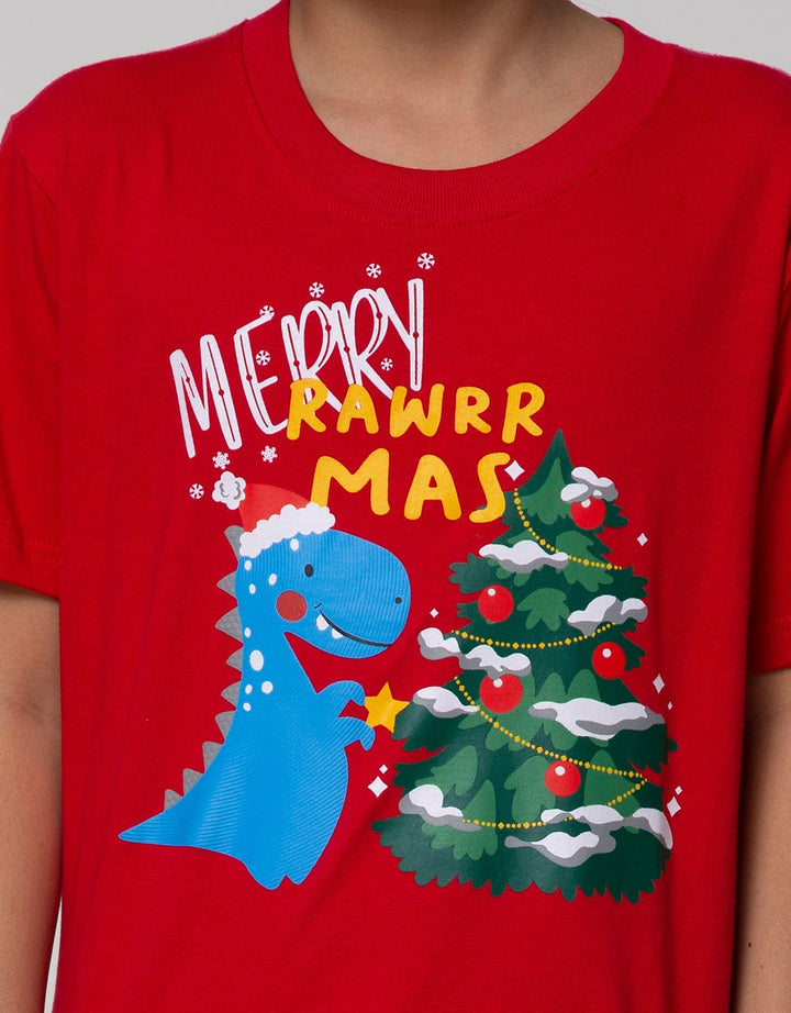 Little M Short Sleeve T-Shirt Seasonal Xmas Dino Rawr