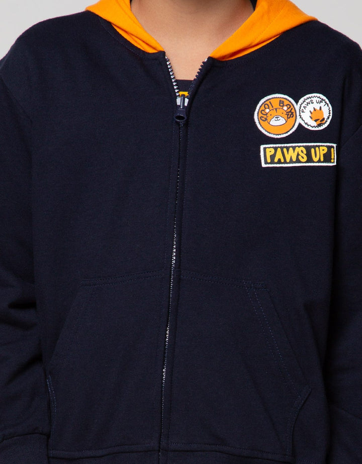 Little M Jacket Knit Hoodie Lion Cucuk Application