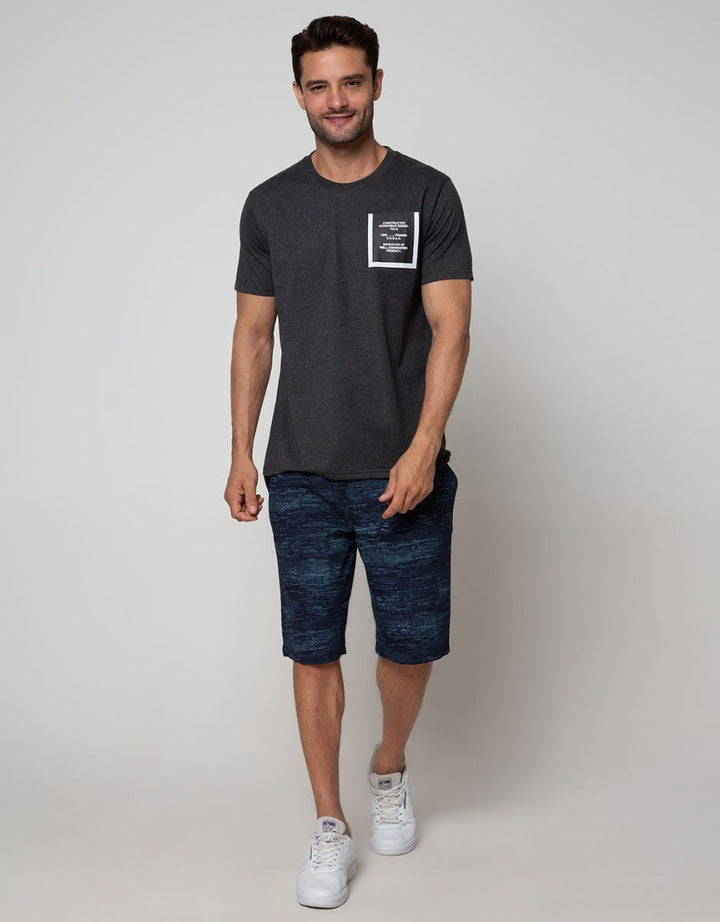 T Zone Short Sleeve T-Shirt Big Size Print Pocket  2 Layer
