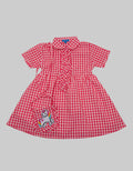 Kidz Too Short Sleeve Midi Dress Square Chest Ruffle Unicorn Embroidery Bag