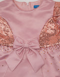 Kidz Too Short Sleeve Midi Dress Tulip Hand Sprinkled Sequin Ribbon
